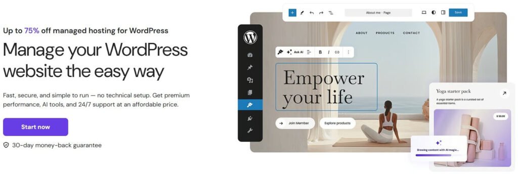 Hostinger homepage where you start the signup process